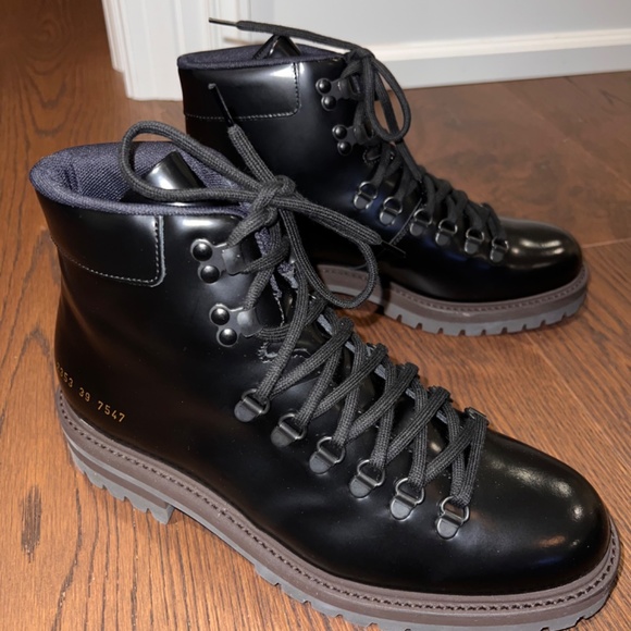 COMMON PROJECTS - BLACK LEATHER HIKING BOOTS - SIZE 39 - Picture 3 of 6